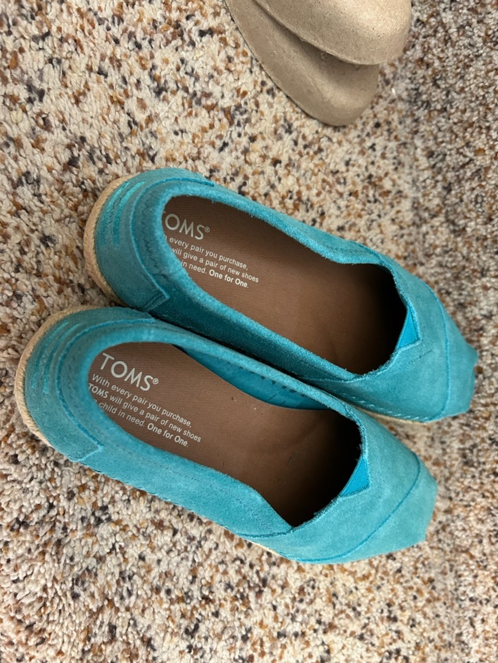 TOMS Turquoise Suede Espadrille Slip-On Flats - Picture 6 of 12